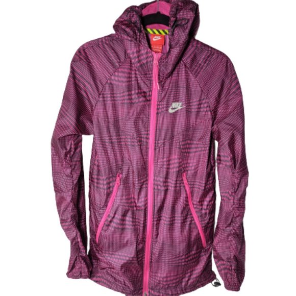 Nike Track & Field Pink Black Jacket Hooded XS Women - Picture 1 of 8